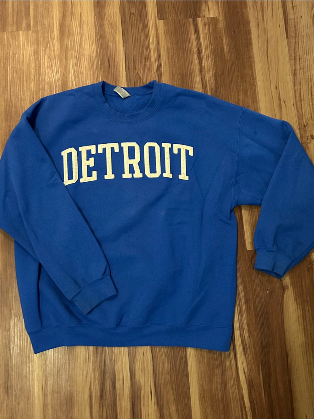 Gildan Royal Blue Detroit Crewneck with Cream Lettering